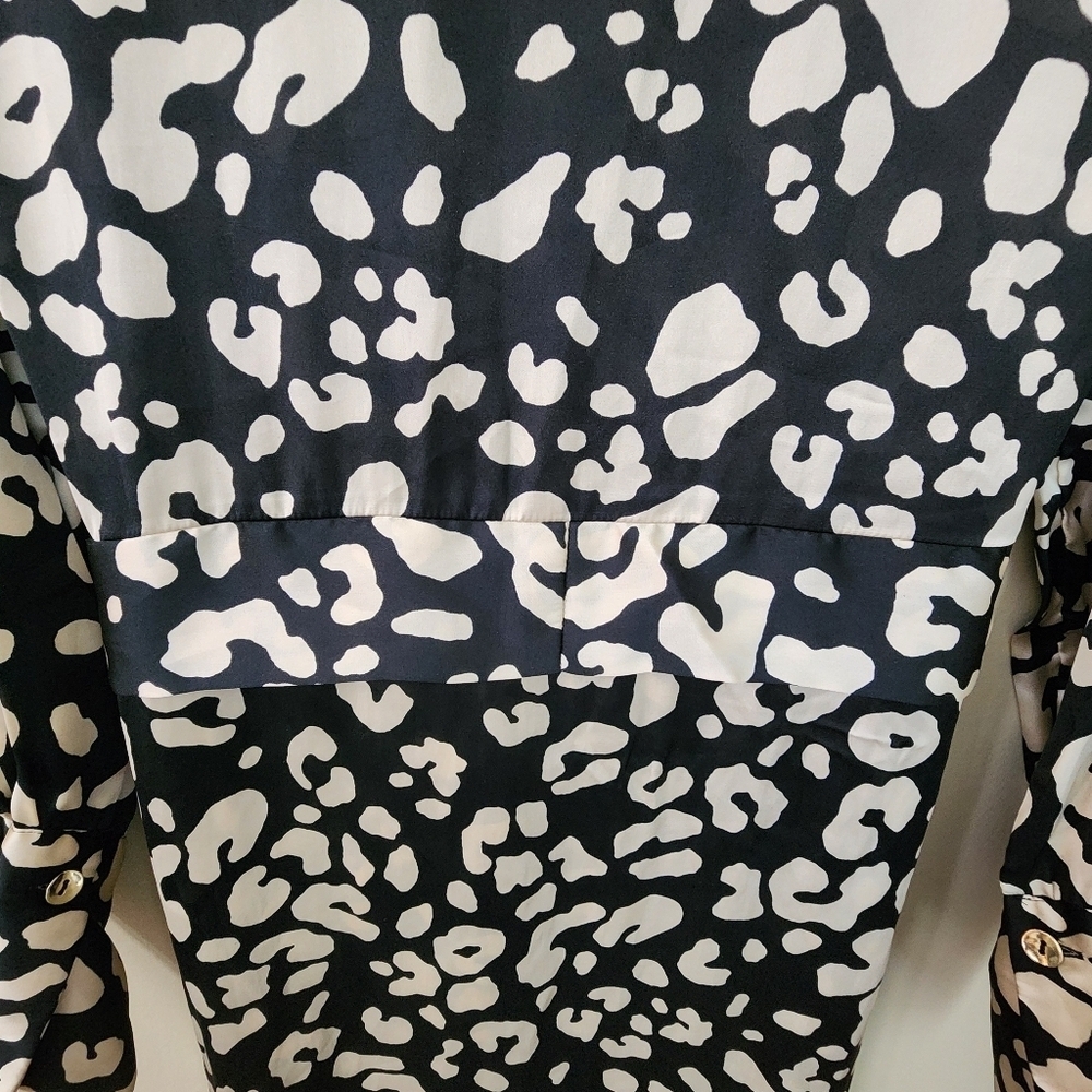 Zara Leopard Print Satin Belted Dress Size S Animal Print Longsleeve. - Picture 6 of 12